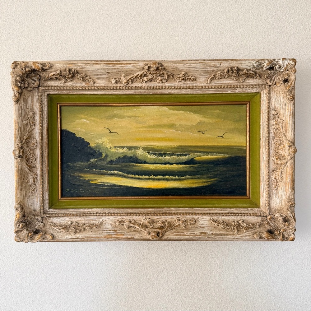 Vtg M. Winterbottom (CA) Original Oil Painting, Seascape, Framed Signed 23 x 15"